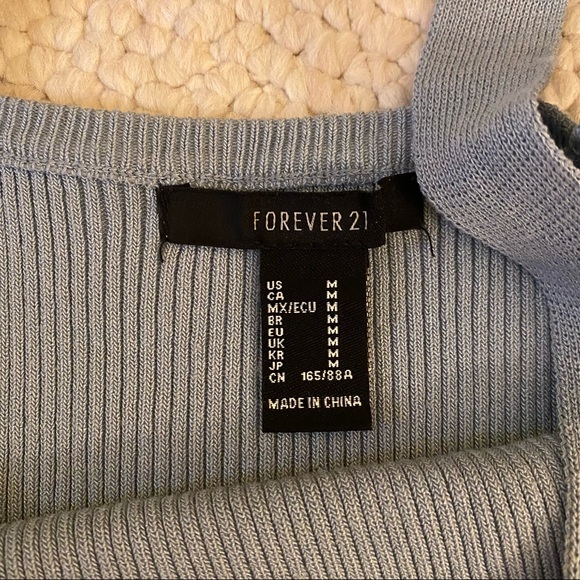 Forever 21 blue top with tie - Picture 2 of 2